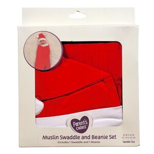 Parents Choice Santa Claus Muslin Swaddle & Beanie Set Christmas OS Infant‎ Baby